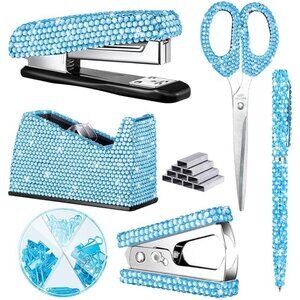 NEW Sparkling Bling Swarovski Crystal Rhinestone Desk Set Pink Turquoise…